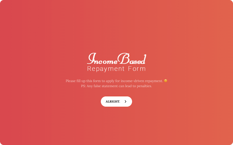 Income Based Repayment Form Template