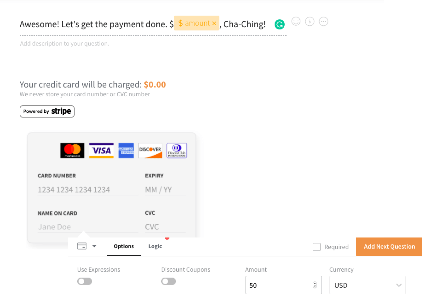 Configure Payment Orders Enter a fixed or variable payment in your order forms.