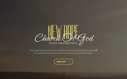 Church Volunteer Form Template Church Volunteer Form Template